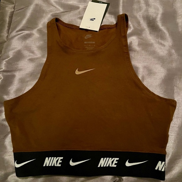 Nike tight fit women’s size medium sports top with tape band signature lettering - Picture 3 of 8
